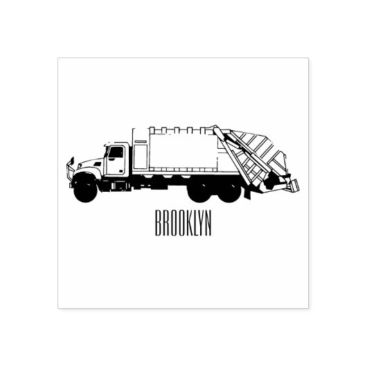 Afbeelding cartoon vuilniswagen rubberstempel (Afrduk)