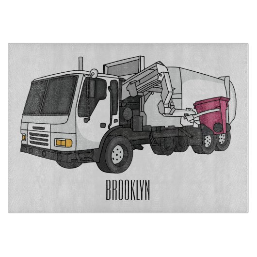 Afbeelding cartoon vuilniswagen snijplank (Voorkant)