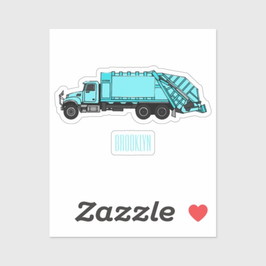 Afbeelding cartoon vuilniswagen sticker (Vel)