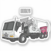 Afbeelding cartoon vuilniswagen sticker (Voorkant)