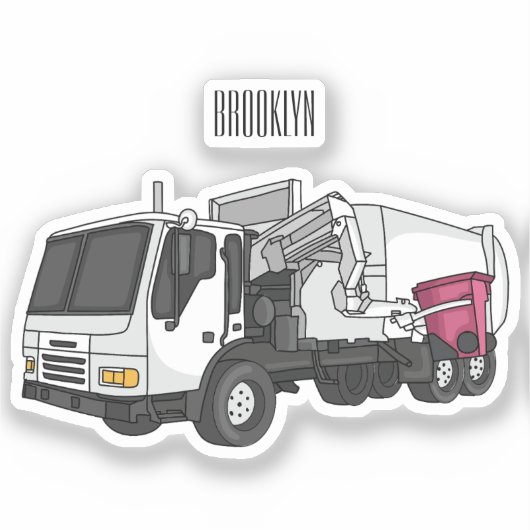 Afbeelding cartoon vuilniswagen sticker (Voorkant)