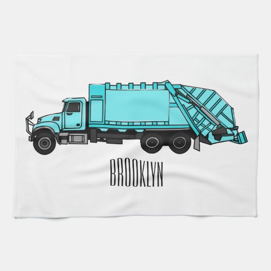 Afbeelding cartoon vuilniswagen theedoek (Horizontaal)