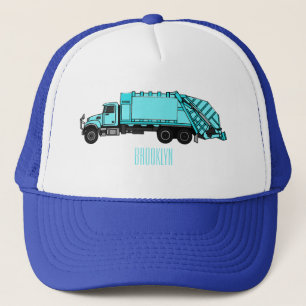 Afbeelding cartoon vuilniswagen trucker pet