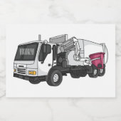 Afbeelding cartoon vuilniswagen voedselcontainer etiket (Enkel label)