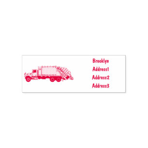 Afbeelding cartoon vuilniswagen  zelfinktende stempel