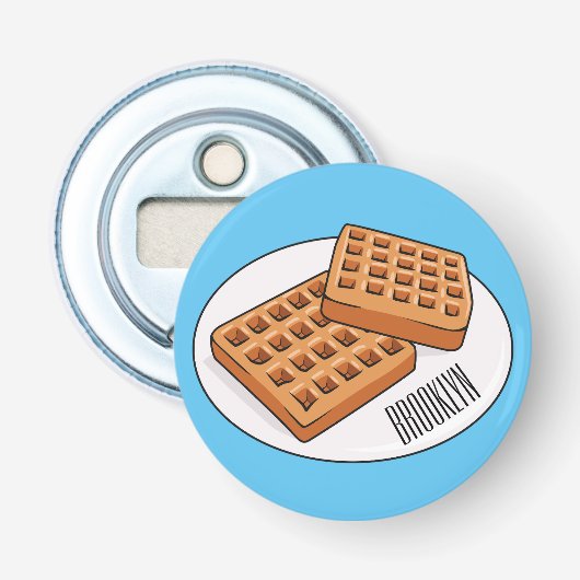 Afbeelding cartoon Wafel Button Flesopener (Voorkant)