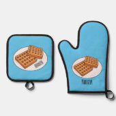 Afbeelding cartoon Wafel Ovenwant & Pannenlap Set (Voorkant)