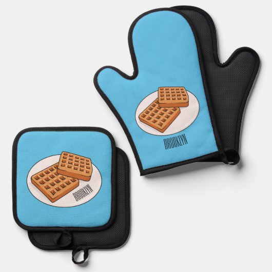 Afbeelding cartoon Wafel Ovenwant & Pannenlap Set (Voorkant / Achterkant)