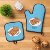 Afbeelding cartoon Wafel Ovenwant & Pannenlap Set (Top down)