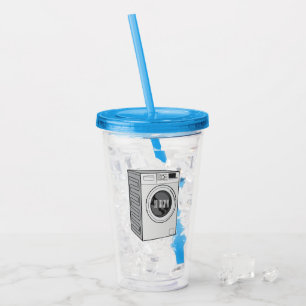 Afbeelding cartoon wasmachine acryl drinkbeker