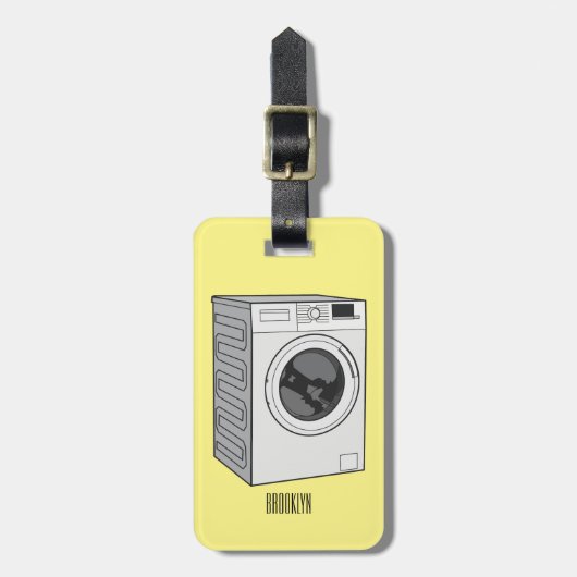 Afbeelding cartoon wasmachine bagagelabel (Voorkant verticaal)