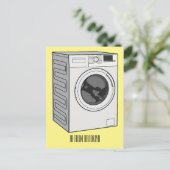 Afbeelding cartoon wasmachine briefkaart (Staand voorkant)