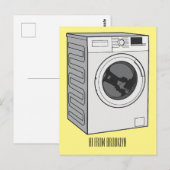 Afbeelding cartoon wasmachine briefkaart (Voorkant / Achterkant)