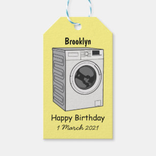 Afbeelding cartoon wasmachine cadeaulabel