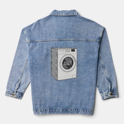 Afbeelding cartoon wasmachine denim jacket (Achterkant)