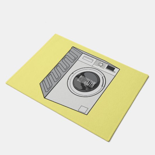 Afbeelding cartoon wasmachine deurmat (Schuin)