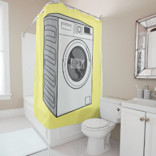 Afbeelding cartoon wasmachine douchegordijn