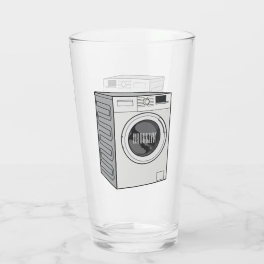 Afbeelding cartoon wasmachine glas (Achterkant)