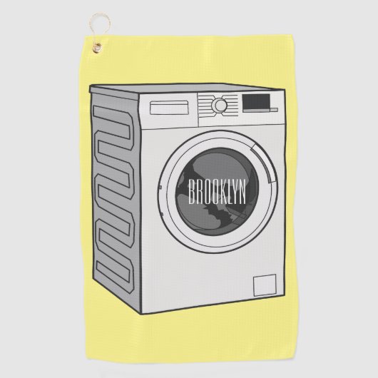 Afbeelding cartoon wasmachine golfhanddoek (Voorkant)