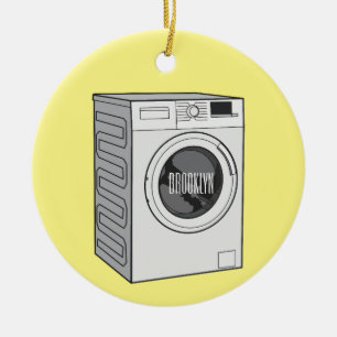 Afbeelding cartoon wasmachine keramisch ornament