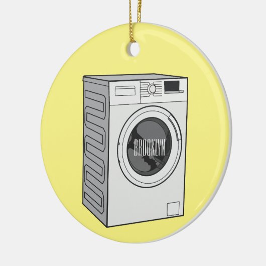Afbeelding cartoon wasmachine keramisch ornament (Links)