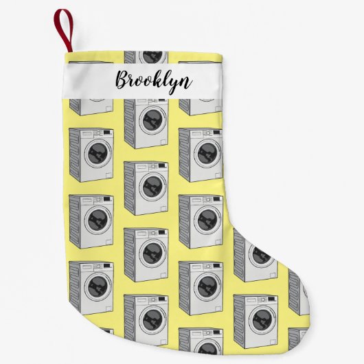 Afbeelding cartoon wasmachine kleine kerstsok (Voorkant)