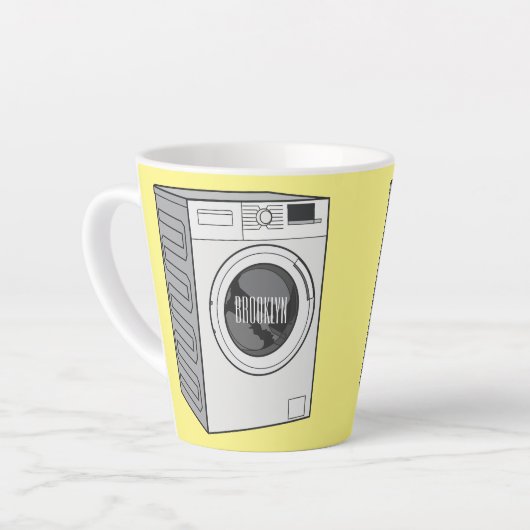 Afbeelding cartoon wasmachine latte mok (Linkerhoek)