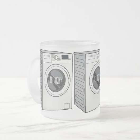 Afbeelding cartoon wasmachine matglas koffiemok (Voorkant links)