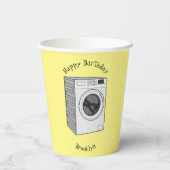 Afbeelding cartoon wasmachine papieren bekers (Achterkant)