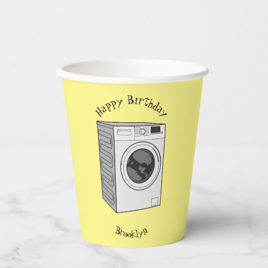 Afbeelding cartoon wasmachine papieren bekers (Voorkant)