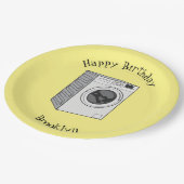 Afbeelding cartoon wasmachine papieren bordje (Gekanteld)