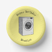 Afbeelding cartoon wasmachine papieren kommen (Voorkant)