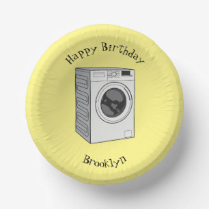 Afbeelding cartoon wasmachine papieren kommen