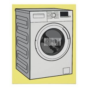 Afbeelding cartoon wasmachine perfect poster