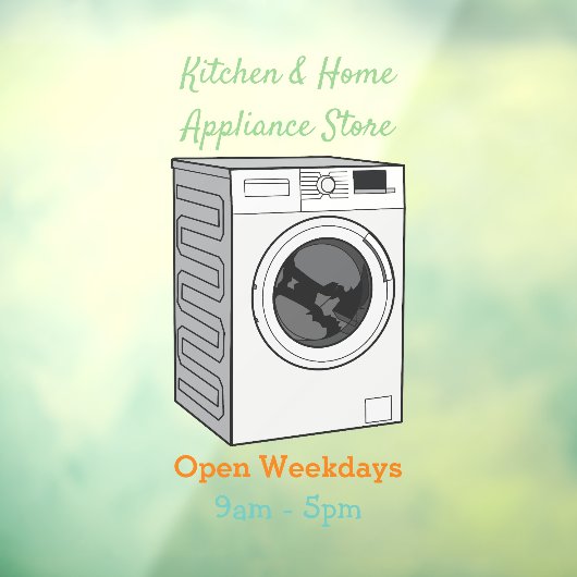 Afbeelding cartoon wasmachine raamsticker (Vel 3)