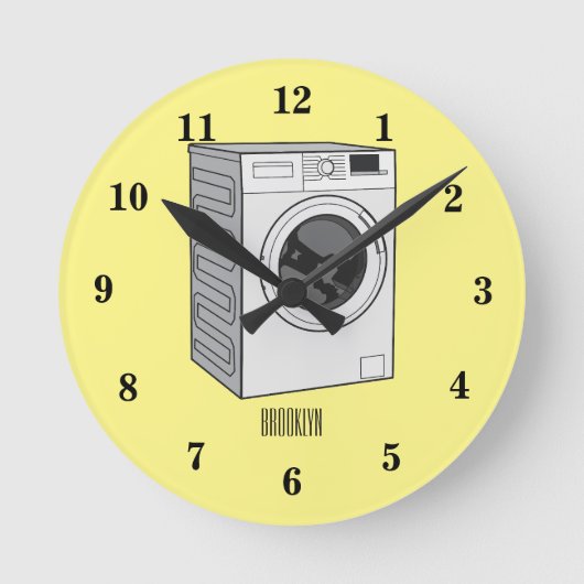 Afbeelding cartoon wasmachine ronde klok (Voorkant)