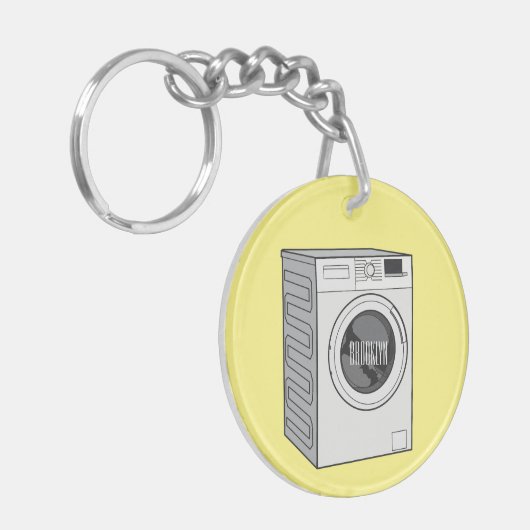 Afbeelding cartoon wasmachine sleutelhanger (Voorkant Links)