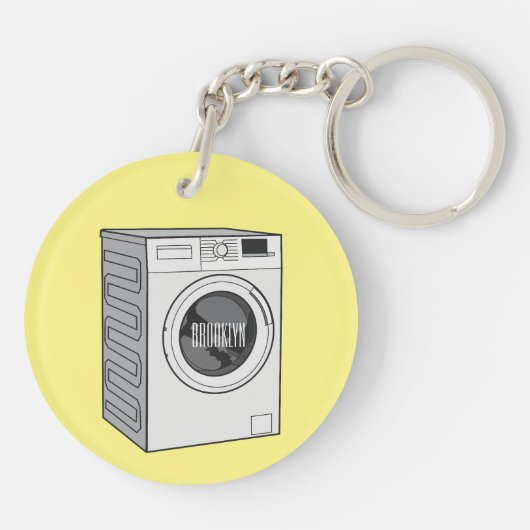 Afbeelding cartoon wasmachine sleutelhanger (Achterkant)