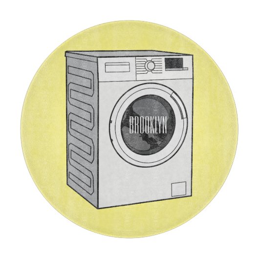 Afbeelding cartoon wasmachine snijplank (Voorkant)