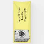 Afbeelding cartoon wasmachine spandoek (Verticaal)