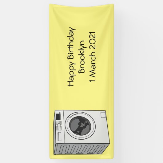 Afbeelding cartoon wasmachine spandoek (Verticaal)