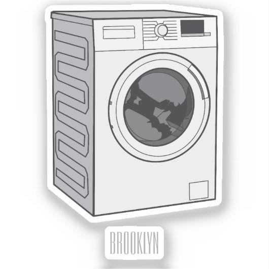 Afbeelding cartoon wasmachine sticker (Voorkant)