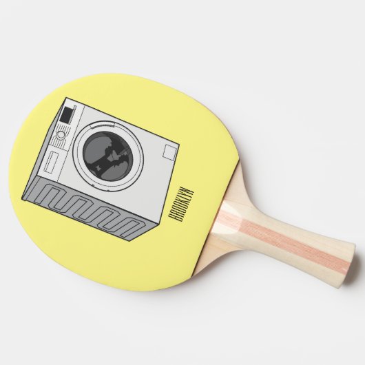 Afbeelding cartoon wasmachine tafeltennisbatje (Zijkant)