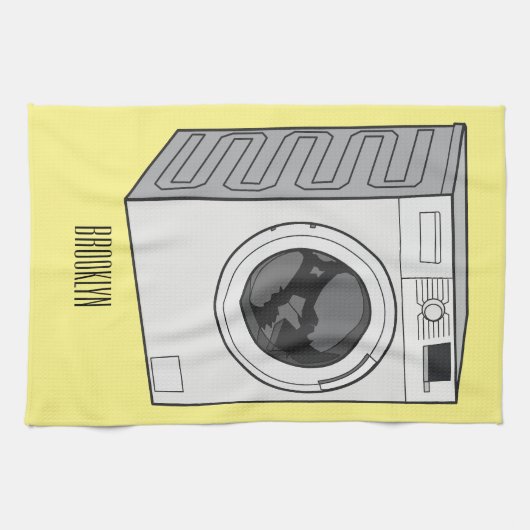 Afbeelding cartoon wasmachine theedoek (Horizontaal)