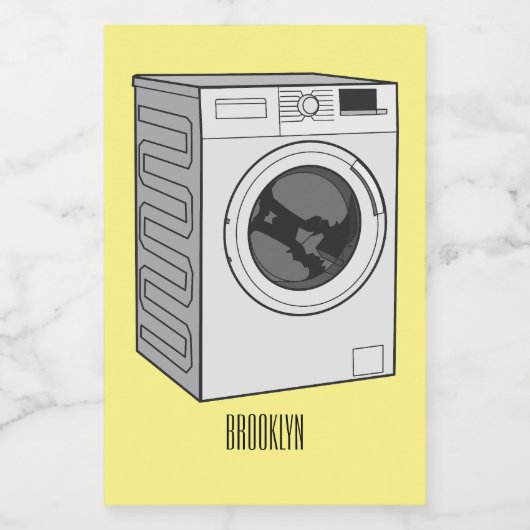 Afbeelding cartoon wasmachine voedselcontainer etiket (Enkel label)