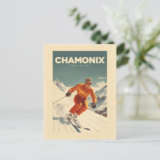Afbeelding Chamonix - Frankrijk - Monte-Blanc illu Briefkaart (Staand voorkant)