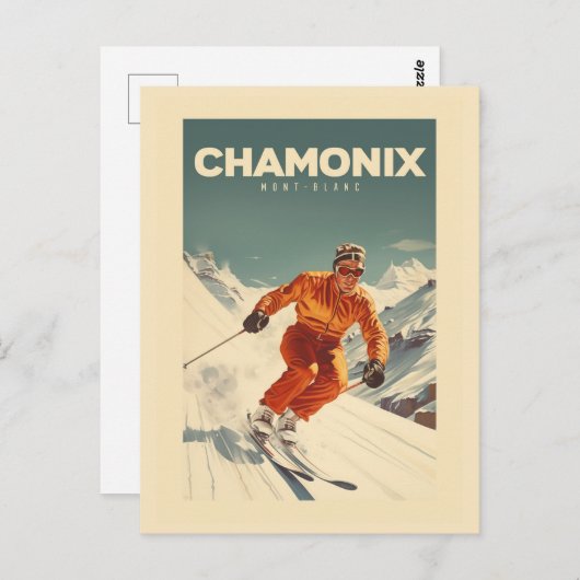 Afbeelding Chamonix - Frankrijk - Monte-Blanc illu Briefkaart (Voorkant / Achterkant)