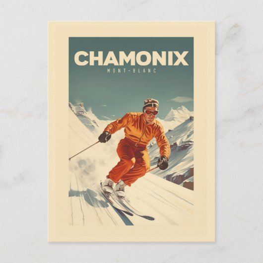Afbeelding Chamonix - Frankrijk - Monte-Blanc illu Briefkaart (Voorkant)