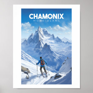 Afbeelding Chamonix - Frankrijk - Monte-Blanc illu Poster