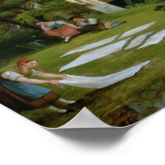 Afbeelding Clock met scène uit een Alpendorp Poster (Hoek)